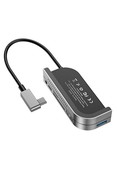 Baseus Bend Angle No.7 Çok Foksiyonlu Type-c Hub Çevirici Koyu Gri Cahub-wj0g
