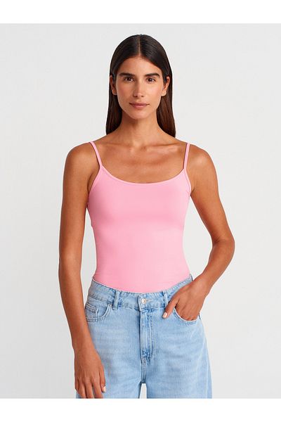 Dilvin 20901 Thin Strap Polyamide Top-Pink