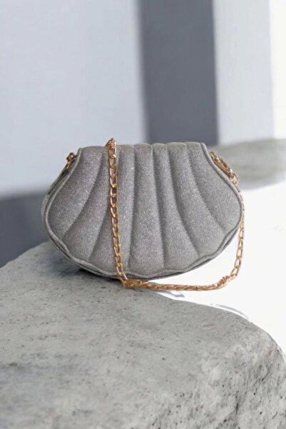 Glemix Γυναικείο βραδινό φόρεμα Clutch τσάντα Lalin Silver Crystal Leather Ch...