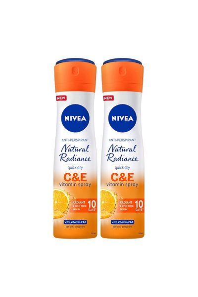 NIVEA Natural Radiance Anti-Perspirant Deo Spray With Vitamin C 2 x 150 ml