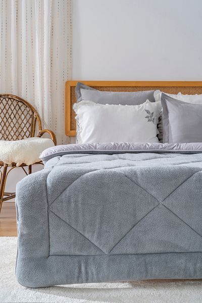Riva Gray Loura Single Double Sided Luxury Wellsoft Quilt 155X215 cm