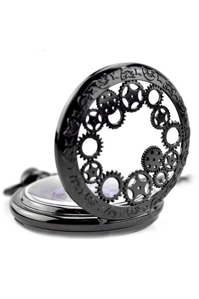valkyrie Boxed Wind Up Mechanical Skeleton Chain Clock - Retro Design - Pocket Clock