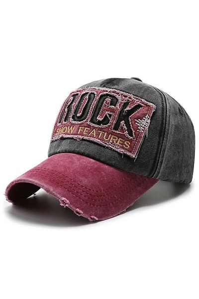 valkyrie Unisex Vintage Rock Distressed Trucker Hat - Adjustable Metal Buckle, Black and Red