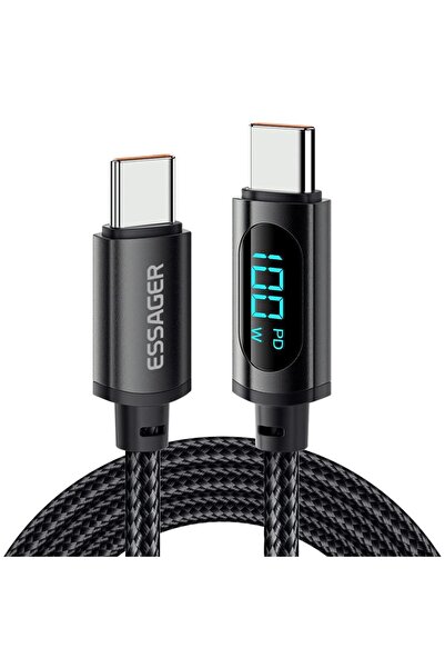 valkyrie 100W-K 5A Type-c To Type-c Hızlı Data şarj Kablosu Dijital Ekran 100cm