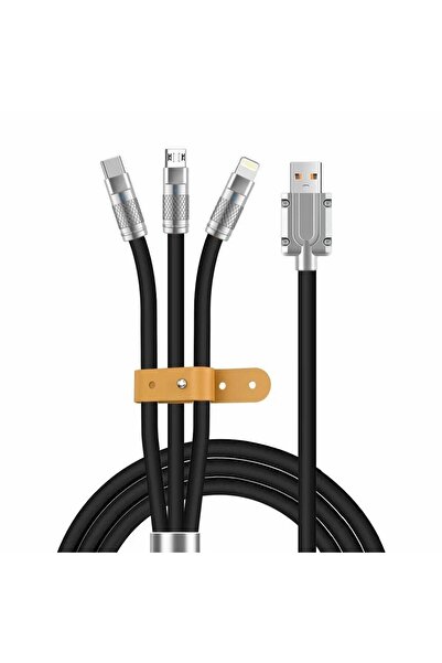 valkyrie 120w-a 6a 3in1 Apple Type-c Android Sıvı Silikon Data Hızlı Şarj Kab...