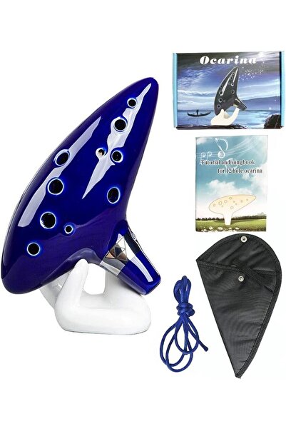valkyrie Ocarina 12 Delik Ocarina Seramik Alto C Ocarina Flüt Mavi Ocarina Sualtı Müzik Nefesli Enst