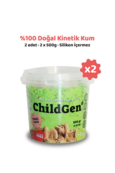 ChildGen Doğal Kinetik Kum 2x500gr - Yeşil