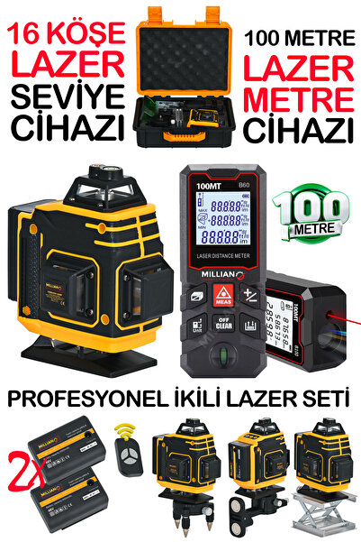 Millian 16 Köşe Çizgi Hizalama Lazer Seviye Hizalama Cihazı + 100 Metre Yükse...