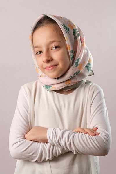Giverny Χακί ψηφιακό εμπριμέ Παιδικό μαντήλι Hijab Βαμβακερό πολυεστέρα με σχέδιο τουλίπας 6003_09