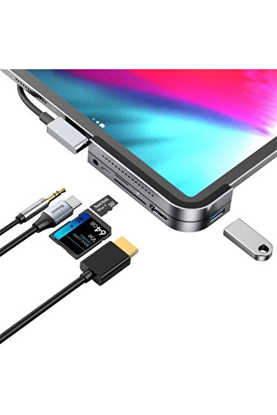 Baseus Bend Angle No.7 Çok Foksiyonlu Type-c Hub Çevirici Koyu Gri Cahub-wj0g