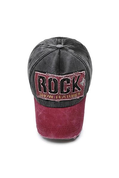 valkyrie Unisex Vintage Rock Distressed Trucker Hat - Adjustable Metal Buckle, Black and Red