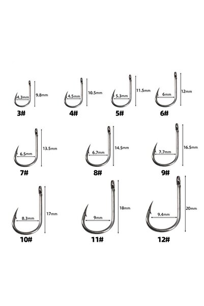 valkyrie 1000 Adet Kutulu 1. Kalite Paslanmaz Karbon Çelik Halkalı Olta Seti 3-12 Numara - Balık Kan