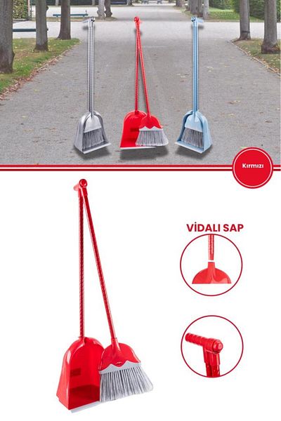 Flosoft Mega Chamber Vacuum Cleaner Dustpan, Screwed Handle Rubber Tip Large Chamber Vacuum Cleaner Dustpan Red