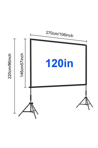 FlashHawk Projector Screen with Stand -120 inch 16:9 4K HD with Four-Legged Frame Carry Bag for Home Theater