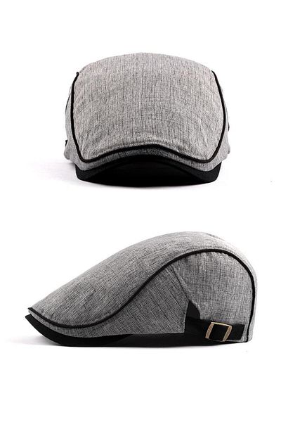 valkyrie Italian Style Retro Straight Line Detailed Men's Cap Hat Buckle Adjustable Men's Gray