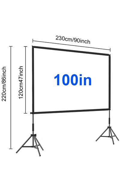 FlashHawk Projector Screen with Stand -100 inch 16:9 4K HD with Four-Legged Frame Carry Bag for Home Theater