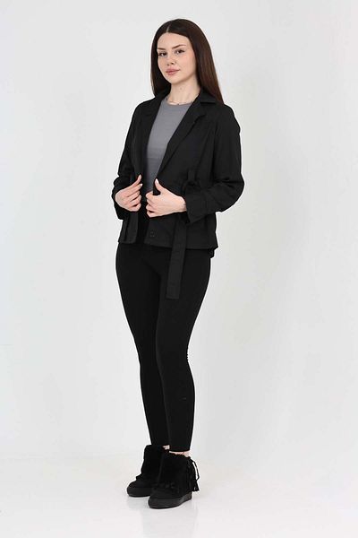 S&V TEKSTİL Women's Black New Trend Jacket Trench Coat