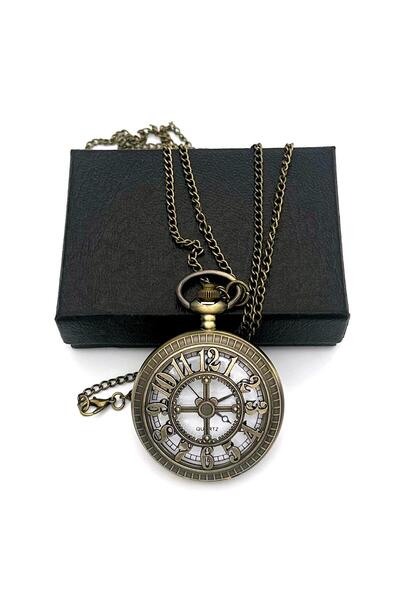 valkyrie Vintage Kutulu Retro Rakamlı Köstekli Saat - Cep Saati