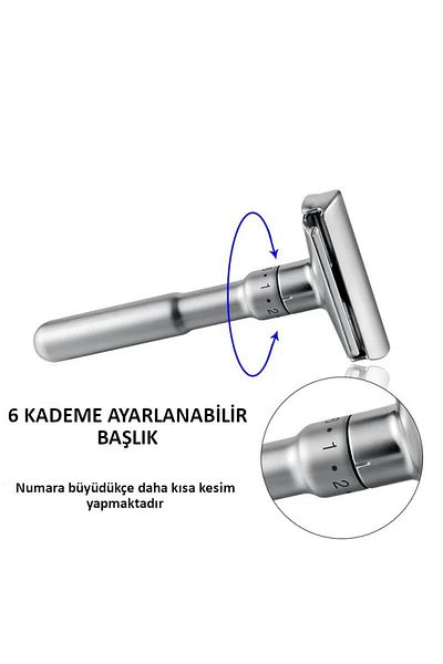 valkyrie 5 Razors 6 Stages Silver Color Metal Shaving Tool - Adjustable Manual Tradition