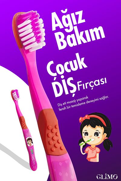 Glimo Children's Toothbrush - 3 Years Old, Bristle and Flesh Friendly, Ultra-Abstract