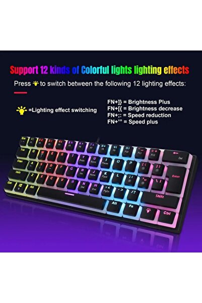 valkyrie Blue Switch Mekanik Oyuncu Klavye - 61key Full Rgb Pudding Keycap Mavi Tuş Hxsj L7