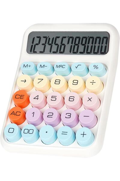 valkyrie Renkli Çok Şirin 12 Hane Mekanik Hesap Makinası Büyük Ekranlı 4 Fonk...