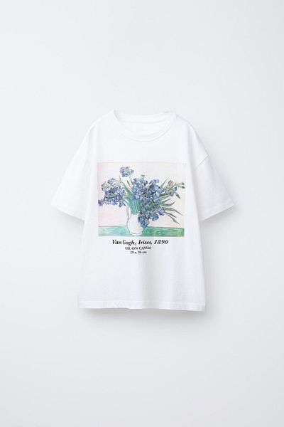 The Champ Clothing Art Themed Van Gogh Irises Printed Girl's 100% Cotton T-Shirt