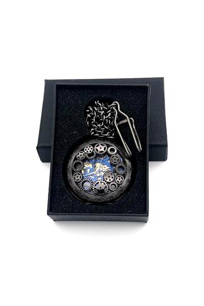 valkyrie Kutulu Kurmalı Mekanik Iskelet Köstekli Saat - Retro Tasarım - Cep Saati