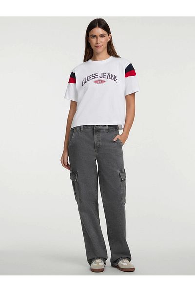 Guess Jeans Gj Ss Cn Boxy Pıeced Tee T-shirt alb pentru femei W5gı21k8hm0-g011
