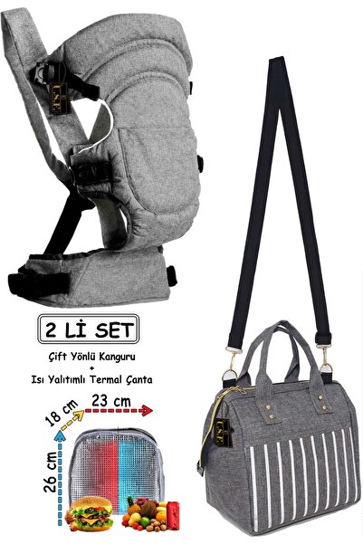 USF Çift Yönlü Bebek Taşıma Kangurusu Beslenme Yemek Mama Termal Çantası 2 Li Set