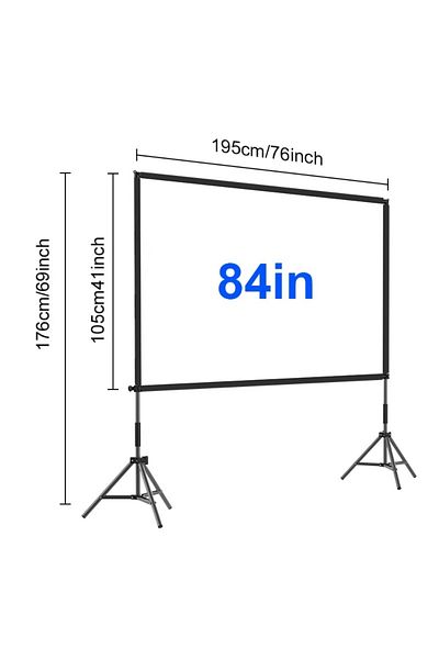 FlashHawk Projector Screen with Stand -84 inch 16:9 4K HD with Four-Legged Frame Carry Bag for Home Theater