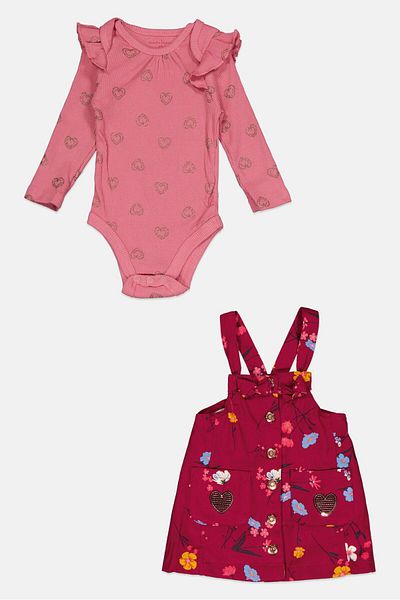 NANETTE LEPORE Toddlers Girl 2 Piece Floral Dress And Long Sleeves Bodysuit, Multicolor