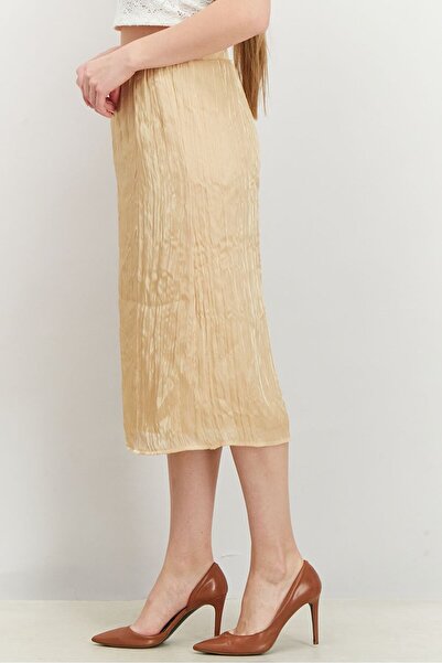 Calvin Klein Women Shine Crinkle Midi Skirt, Gold