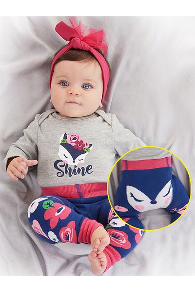 Denokids Tilki Baby Girl Body Harisnya-nadrág szett