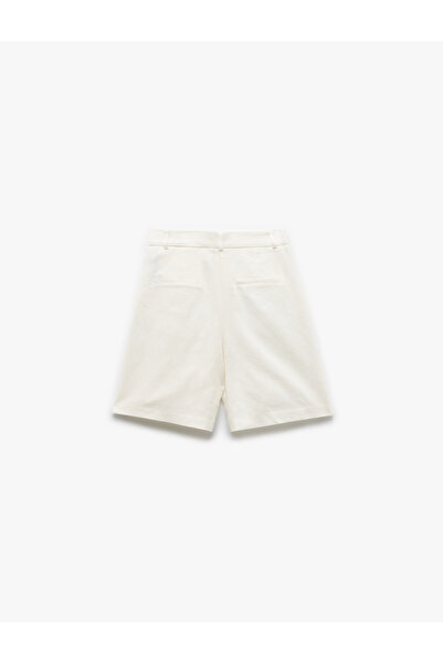 Koton Viscose Blended Fabric Regular Fit Mini Shorts with Pleat Detail and Pockets