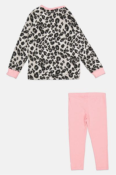 Hurley Kids Girl 2 Pieces Crew Neck Long Sleeve Top And Leggings Set, Multicolor