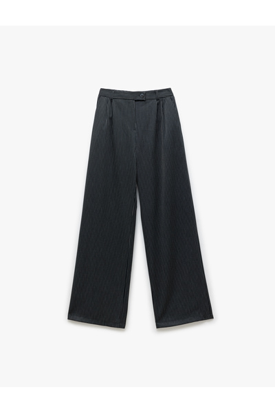 Koton Standart Bel Pile Detaylı Cepli Geniş Paça Kumaş Pantolon