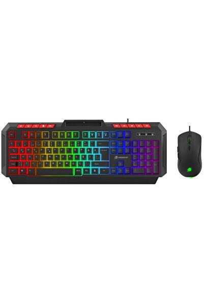 GAMEBOOSTER Knight KM-11B Rainbow Aydınlatmalı Kablolu Oyuncu Klavye & RGB Mo...
