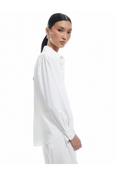 Koton Classic Lapel Long Sleeve Satin Shirt