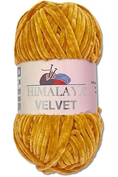Himalaya velvet Dolphin Chenille Yarn 100g - Mustard (90030), Fluffy & Shiny for Knitting & Crafts