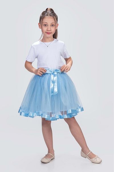 Mnk Baby&Kids Fusta pentru fetiță tutu cu dungi din satin albastru M00728