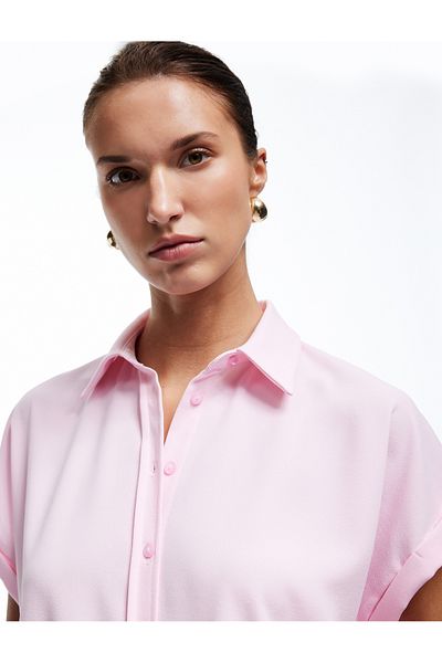 Koton Crepe Fabric Classic Collar Short Sleeve Shirt