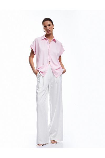 Koton Crepe Fabric Classic Collar Short Sleeve Shirt