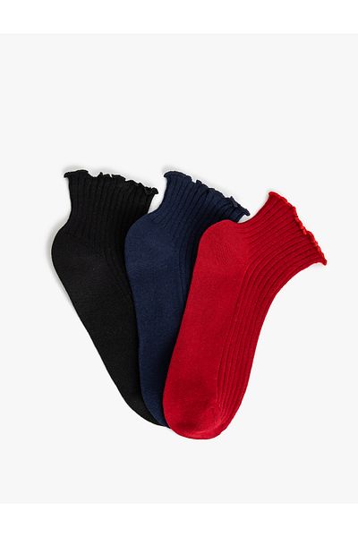 Koton Set of 3 Booties Socks with Multicolored Ruffle Detail