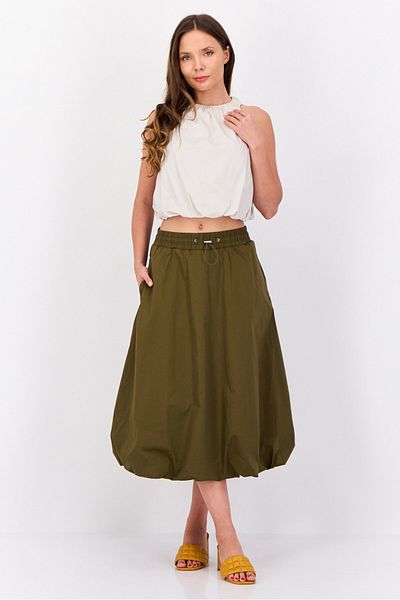 Esprit Women Plain Midi Skirt, Olive