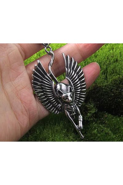 voyageaccessory Ancient Egypt Goddess Bastet Sphinx Cat Locket Necklace / with 65cm Chain