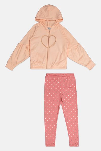 Body Glove Kids Girl 2 Pcs Printed Sweatshirt And Pant Set, Pink