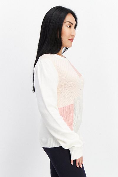 BB Dakota by Steve Madden Women Crew Neck Colorblock Sweater, White/pink