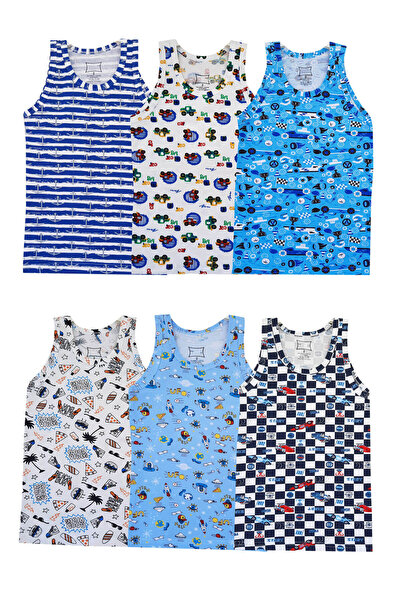 Hepsine Rakip 6 шт Хлопчики кольорова майка бавовняні ремінці спандекс еластан