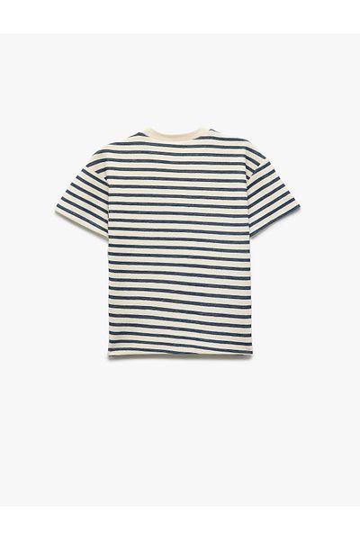Koton Short Sleeve Crew Neck Cotton Oversize Striped T-Shirt
